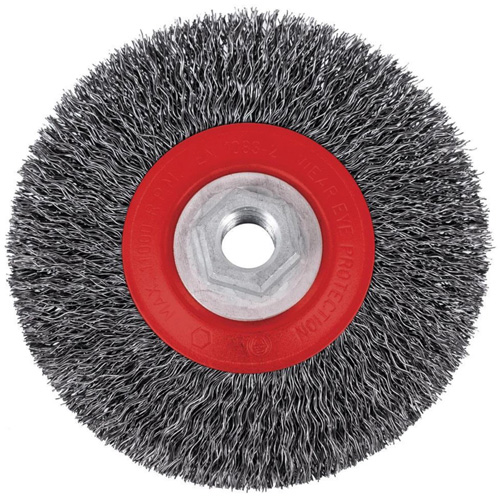 Brosse m&eacute;tallique &agrave; fils torsad&eacute;s &agrave; haut rendement 5C14T, 5" dia., Fils 0,014", Arbre 5/8"-11NC Les Distributions ICE