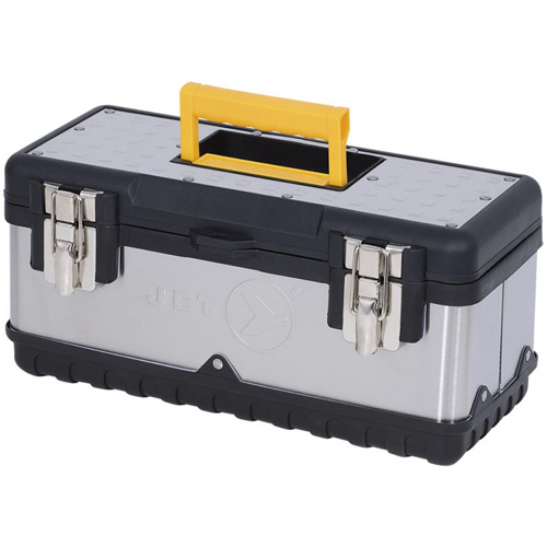 Coffre &agrave; outils portatif en acier inoxydable JPSTB-15, 6-1/4" P x 15" la x 7" h, Noir/Argent Les Distributions ICE