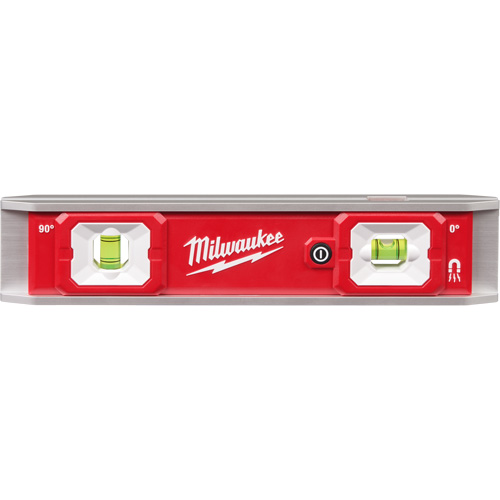 Niveau torpille &eacute;quip&eacute;e de fioles lumineuses, 9" lo, Aluminium, 2 fioles, Magn&eacute;tique Les Distributions ICE