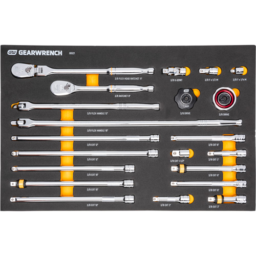 3/8" 90-Tooth Ratchet & Drive Tool Set with Foam Storage Tray Les Distributions ICE