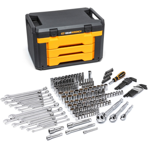 Jeu d'outils pour m&eacute;canicien dans boîte de rangement &agrave; trois tiroirs Les Distributions ICE