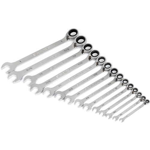 90-Tooth 12 Point SAE Reversible Ratcheting Wrench Set, Ratcheting Combination, 14 Pieces, Imperial Les Distributions ICE