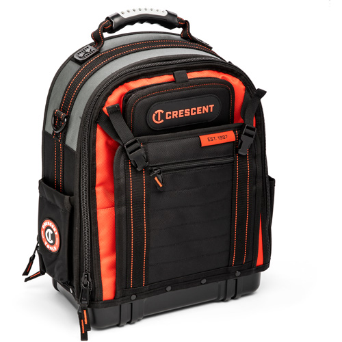 Tradesman Backpack, 18" L x 10" W, Black/Grey/Orange, Polyester Les Distributions ICE