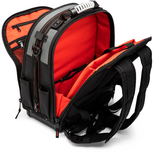 Tradesman Backpack, 18" L x 10" W, Black/Grey/Orange, Polyester Les Distributions ICE