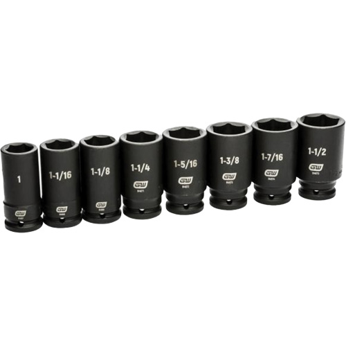 6 Point SAE Socket Set, 8 Pcs, Impact, 3/4" Drive Size, Deep Les Distributions ICE
