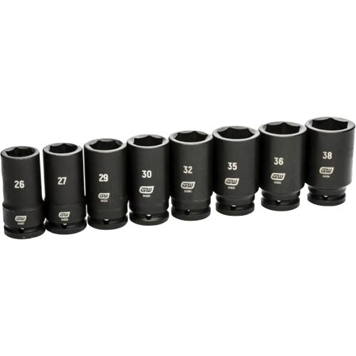 6 Point SAE Socket Set, 8 Pcs, Impact, 3/4" Drive Size, Deep Les Distributions ICE