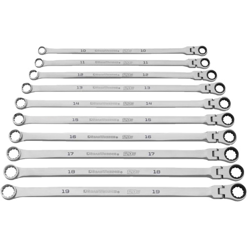 120XP Universal Spline XL Flex Head GearBox Wrench Set, Ratcheting Box, 10 Pieces, Imperial Les Distributions ICE