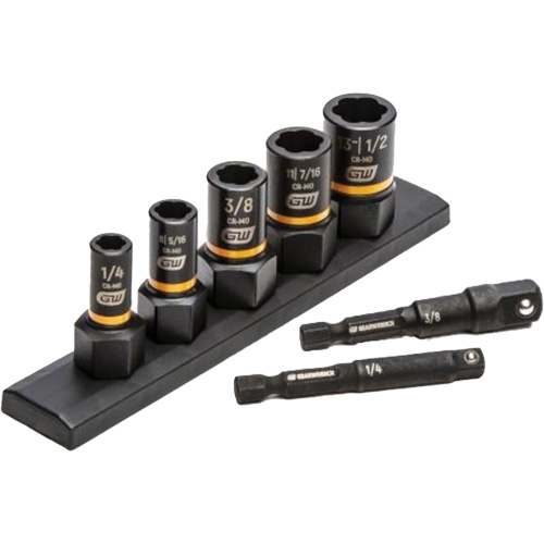 SAE Bolt Biter Extraction Socket Set, 7 Pcs, Impact, 1/4"/3/8" Drive Size Les Distributions ICE