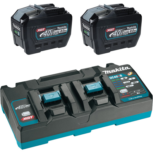 Ensemble de d&eacute;part XGT avec chargeur rapide &agrave; deux ports et deux batteries de 8?Ah, 40 V, Lithium-ion Les Distributions ICE