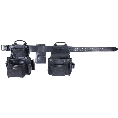 Phantom Collection 4-Piece Heavy-Duty Combo Apron, Leather, Black Les Distributions ICE
