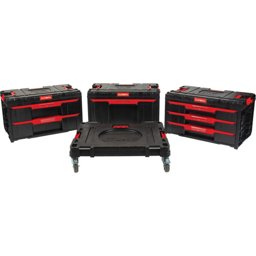 Ensemble de coffres &agrave; outils Arx de 4 morceaux avec socle &agrave; roulettes pivotantes, 23-1/10" x 15" x 22-1/2", Noir Les Distributions ICE