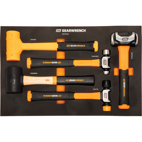 Mixed Hammer Set in Foam Storage Tray, 5 Pieces Les Distributions ICE