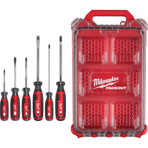 Ensemble de tournevis &agrave; prise coussin&eacute;e avec organisateur compact &agrave; profil bas PACKOUT, 6 m Les Distributions ICE