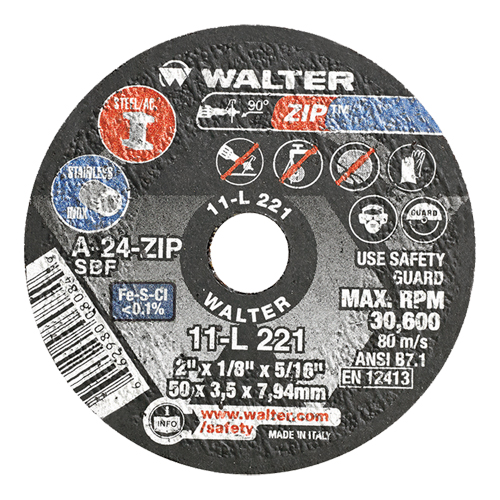 Meules &agrave; tronçonner renforc&eacute;es portatives de petit diam&egrave;tre - Zip, 2" x 1/8", Arbre de 5/16", Type 1, Oxyde d'aluminium, 31000 Tr/min Les Distributions ICE