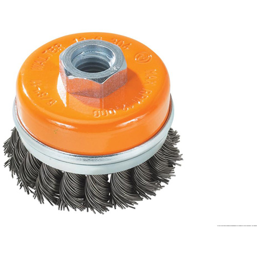 Knot-Twisted Wire Cup Brush with Ring, 4" Dia. x 5/8"-11 Arbor Les Distributions ICE