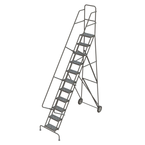 Steel Rolling Ladder, 11 Steps, 16" Step Width, 110" Platform Height, Steel Les Distributions ICE