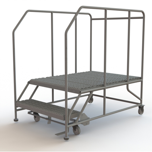 Plateforme de travail mobile, Acier, 2 Marches, 20" ha, 48" p, 36" Marche, Stri&eacute; Les Distributions ICE