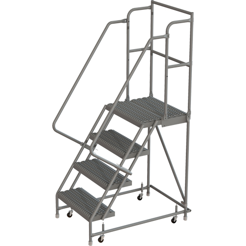 Escabeaux roulants &agrave; dessus profond, 4 marches, Largeur de la marche 16", Hauteur de la plateforme 40", Acier Les Distributions ICE