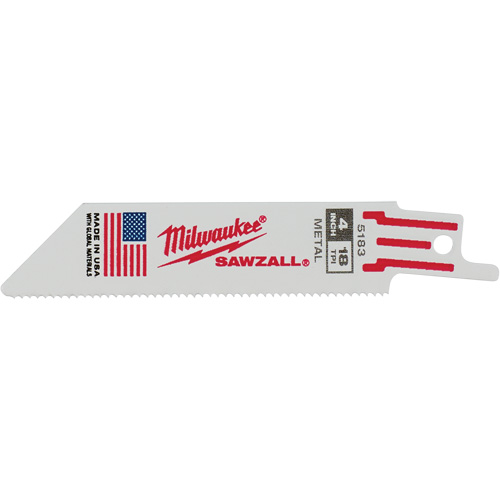 Sawzall&reg; Reciprocating Saw Blade, Bi-Metal, 18 TPI, 4" L x 3/4" W Les Distributions ICE