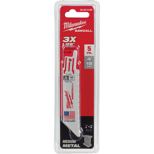 Sawzall&reg; Reciprocating Saw Blade, Bi-Metal, 18 TPI, 4" L x 3/4" W Les Distributions ICE