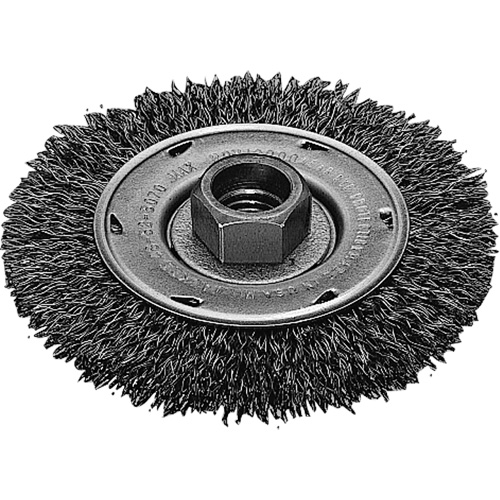 Disque m&eacute;tallique &agrave; fils torsad&eacute;s, Dia. 4", Fils 0,02", Arbre 5/8"-11, Acier inoxydable Les Distributions ICE