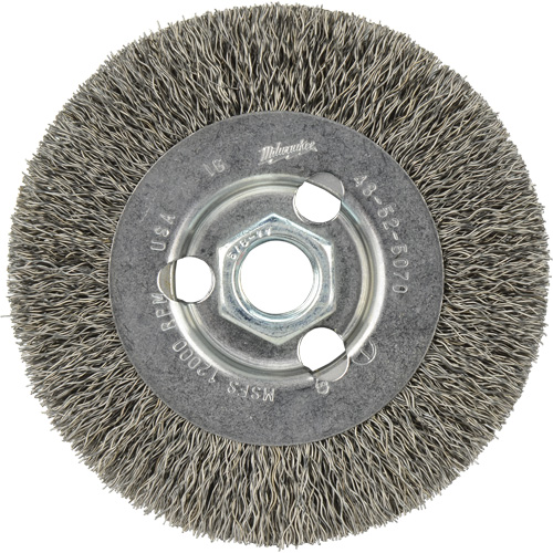 Crimped Wire Wheel, 4" Dia., 0.12" Fill, 5/8"-11 Arbor Les Distributions ICE