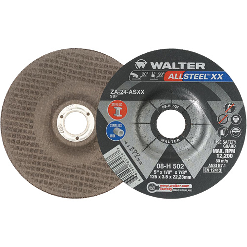 Meules &agrave; moyeu d&eacute;port&eacute; ALLSTEEL XX, 5" x 1/8", Arbre de 7/8", Type 27, Alumine de zirconium, 12 200 Tr/min Les Distributions ICE