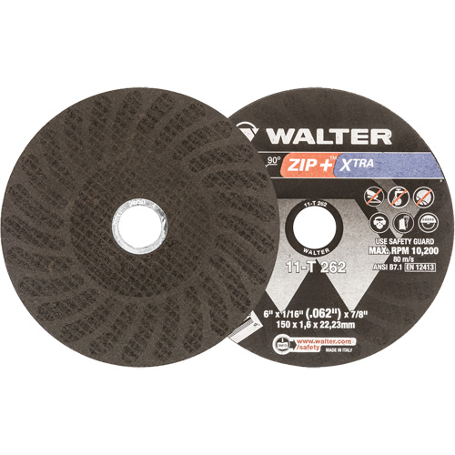 Zip+ Right Angle Grinder Reinforced Cut-Off Wheel, 6" x 1/16", 7/8" Arbor, Type 1, Aluminum Oxide, 10200 RPM Les Distributions ICE
