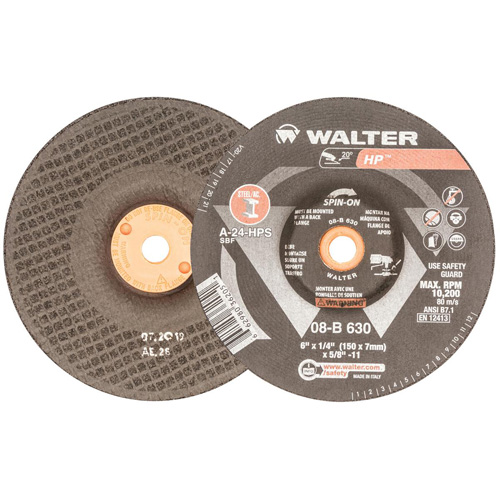 Disque de meulage et tronçonnage HP, 6" x 1/4", Arbre 5/8"-11, Oxyde d'aluminium, Type 27 Les Distributions ICE