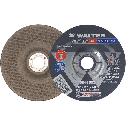 Depressed Centre Grinding Wheels - ALLSTEEL XX, 6" x 1/8", 7/8" Arbor, Type 27, Zirconia Alumina, 10200 RPM Les Distributions ICE