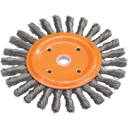 Disque &agrave; fils nou&eacute;s torsad&eacute;s d'&eacute;tabli, Dia. 8", Fils 0,0118", Arbre 5/8", Acier Les Distributions ICE