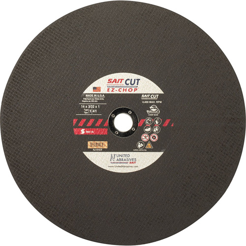 Chop Saw Wheel, 12" x 0.093"/3/32", 1" Arbor, Type 1, Aluminum Oxide, 5100 RPM Les Distributions ICE