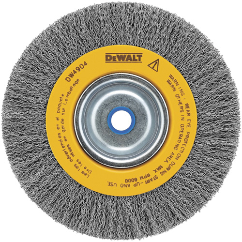 Crimped Bench Wire Brush, 6" Dia., 0.014" Fill, 5/8" - 1/2" Arbor Les Distributions ICE