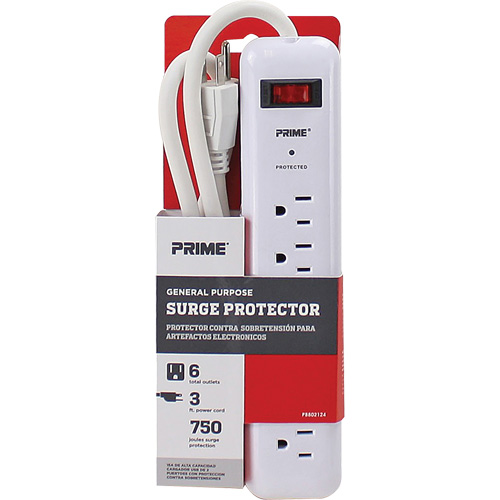 Protecteurs de surtension, 6 Prises, 750 J, 1875, Cordon 3' Les Distributions ICE