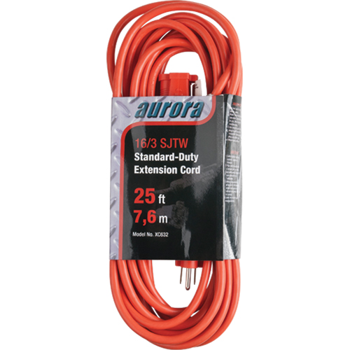 Extension Cord, Indoor/Outdoor, SJTW, 16/3 AWG, 13 A, 25' Les Distributions ICE