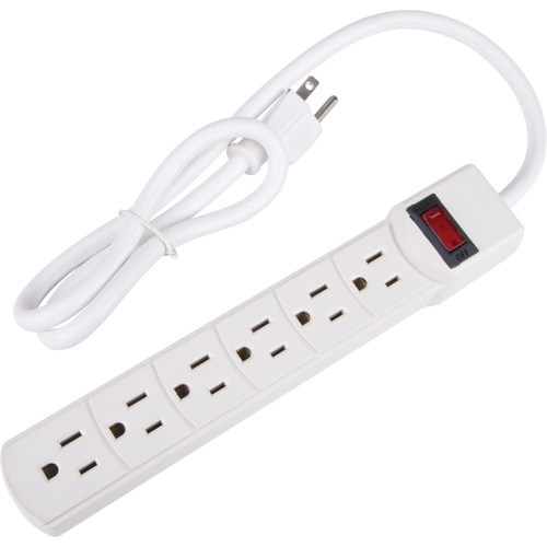 Surge Suppressor, 6 Outlets, 200 J, 1875 W, 3' Cord Les Distributions ICE