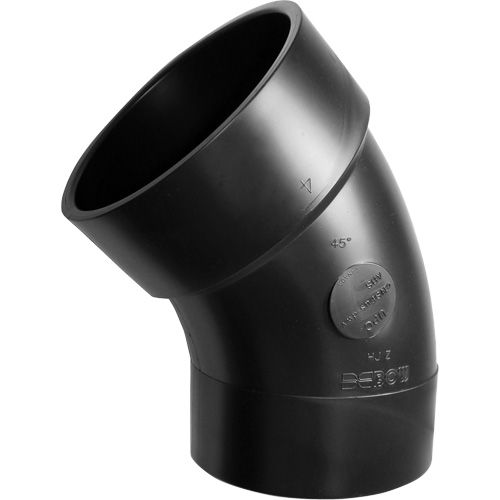 Raccord sanitaire en coude m&acirc;le-femelle &agrave; rayon long 45°, Chantepleure x noeud, Plastique, 4" Les Distributions ICE