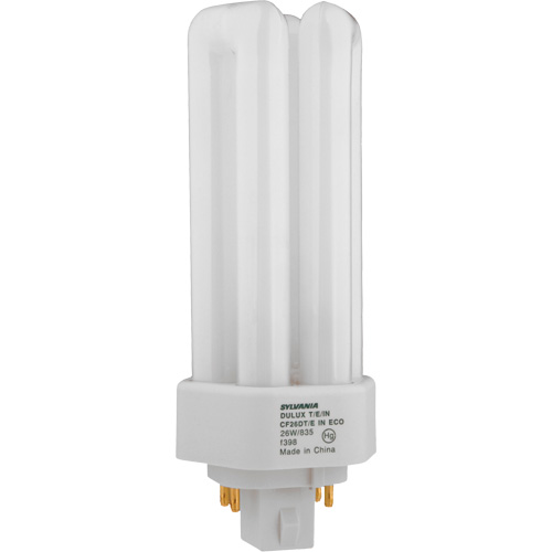 Lampe fluorescente compacte &agrave; tube triple Dulux D/E/IN Amalgam, T (T4), 26 W, 4100 K, Base G24Q-3, 16 000 h Les Distributions ICE