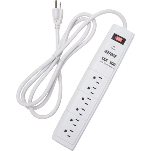 USB Charging Surge Protector, 6 Outlets, 1200 J, 1875 W, 6' Cord Les Distributions ICE