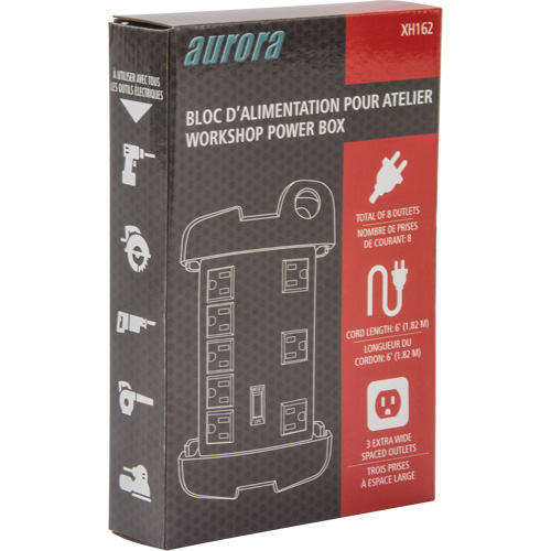 Workshop Surge Protector Power Strip, 8 Outlets, 1350 J, 1875 W, 6' Cord Les Distributions ICE
