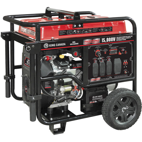 G&eacute;n&eacute;ratrice &agrave; essence &agrave; deux cylindres en V, 15 000 W de surtension, 12 500 W nominale, 120 V/240 V, R&eacute;servoir de 40 L Les Distributions ICE
