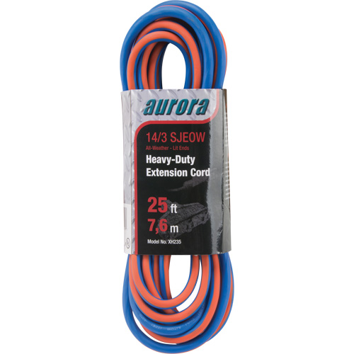 TPE-Rubber Extension Cord with Light Indicator, All-Weather, SJEOW, 14/3 AWG, 15 A, 3 Outlet(s), 25' Les Distributions ICE