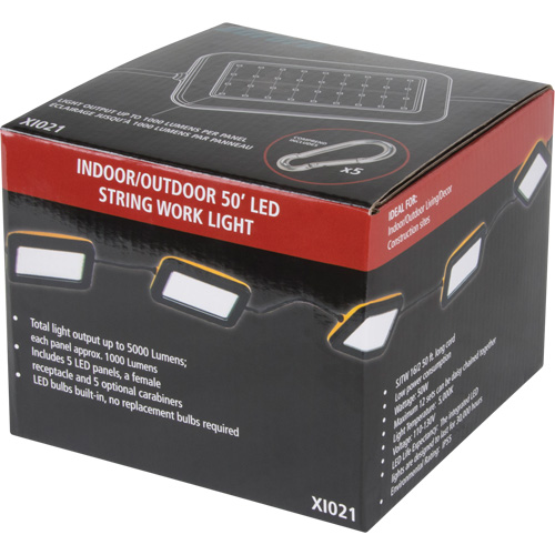 LED String Work Lights, 5 Lights, 50' L, Plastic Housing Les Distributions ICE