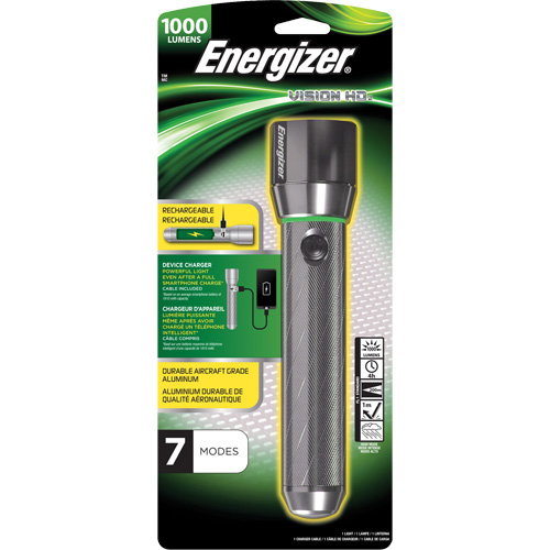 Lampe de poche Vision HD Focus, DEL, 1000 lumens, Piles Rechargeable Les Distributions ICE