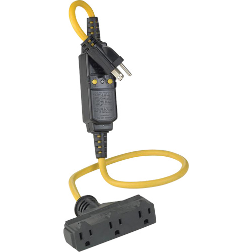 Rallonge et connecteur DDFT en ligne &agrave; trois branchements, 120 V, 15 A, Cordon de 3' Les Distributions ICE