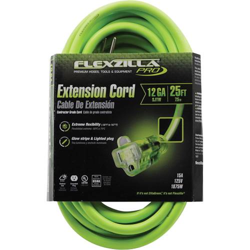 Flexzilla&reg; Pro Industrial Extension Cord, All-Weather, SJTW, 12/3 AWG, 15 A, 25' Les Distributions ICE