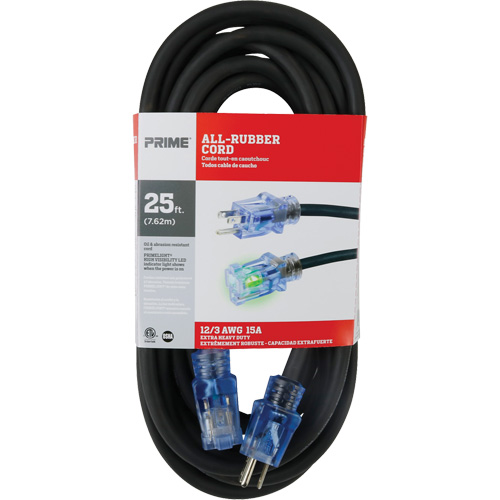 Cordon rallonge All-Rubber, Ext&eacute;rieur, SJOOW, AWG 12/3, 15 A, 25' Les Distributions ICE