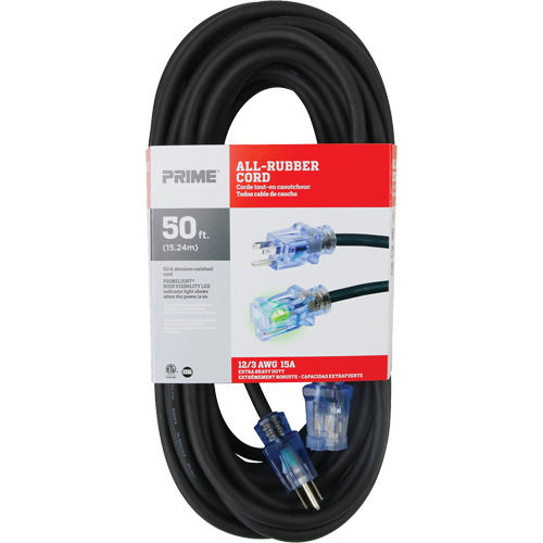 Cordon rallonge All-Rubber, Ext&eacute;rieur, SJOOW, AWG 12/3, 15 A, 50' Les Distributions ICE