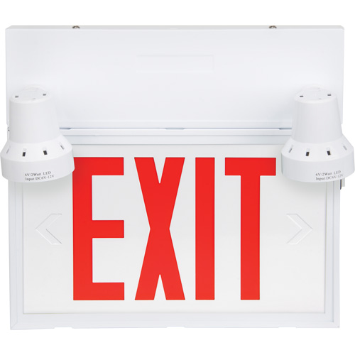 Enseigne de sortie avec &eacute;clairage de s&eacute;curit&eacute;, DEL, &agrave; piles/&agrave; raccordement fixe, 12-1/10" lo x 11" la, Anglais Les Distributions ICE