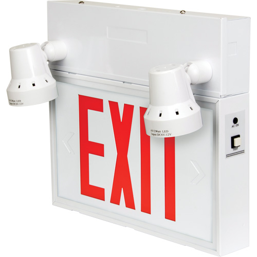 Enseigne de sortie avec &eacute;clairage de s&eacute;curit&eacute;, DEL, &agrave; piles/&agrave; raccordement fixe, 12-1/10" lo x 11" la, Anglais Les Distributions ICE
